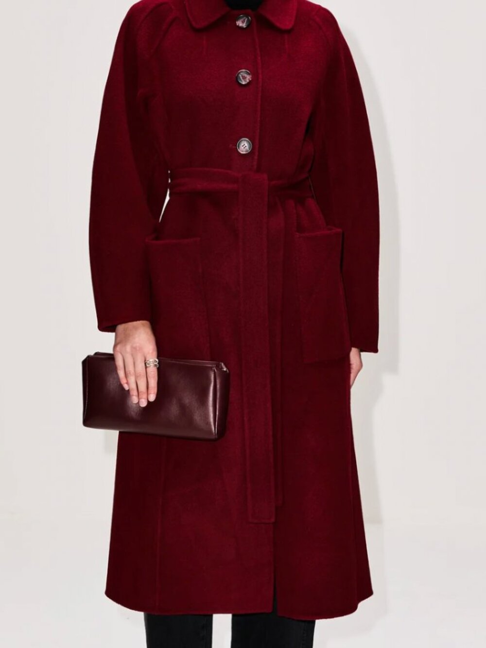 Ulla Johnson Lisbeth Wool Cashmere Belted Coat Claret XS